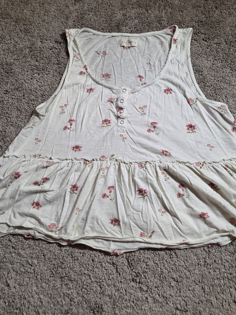 Lucky Brand White Tank Top with Pink Floral Print
